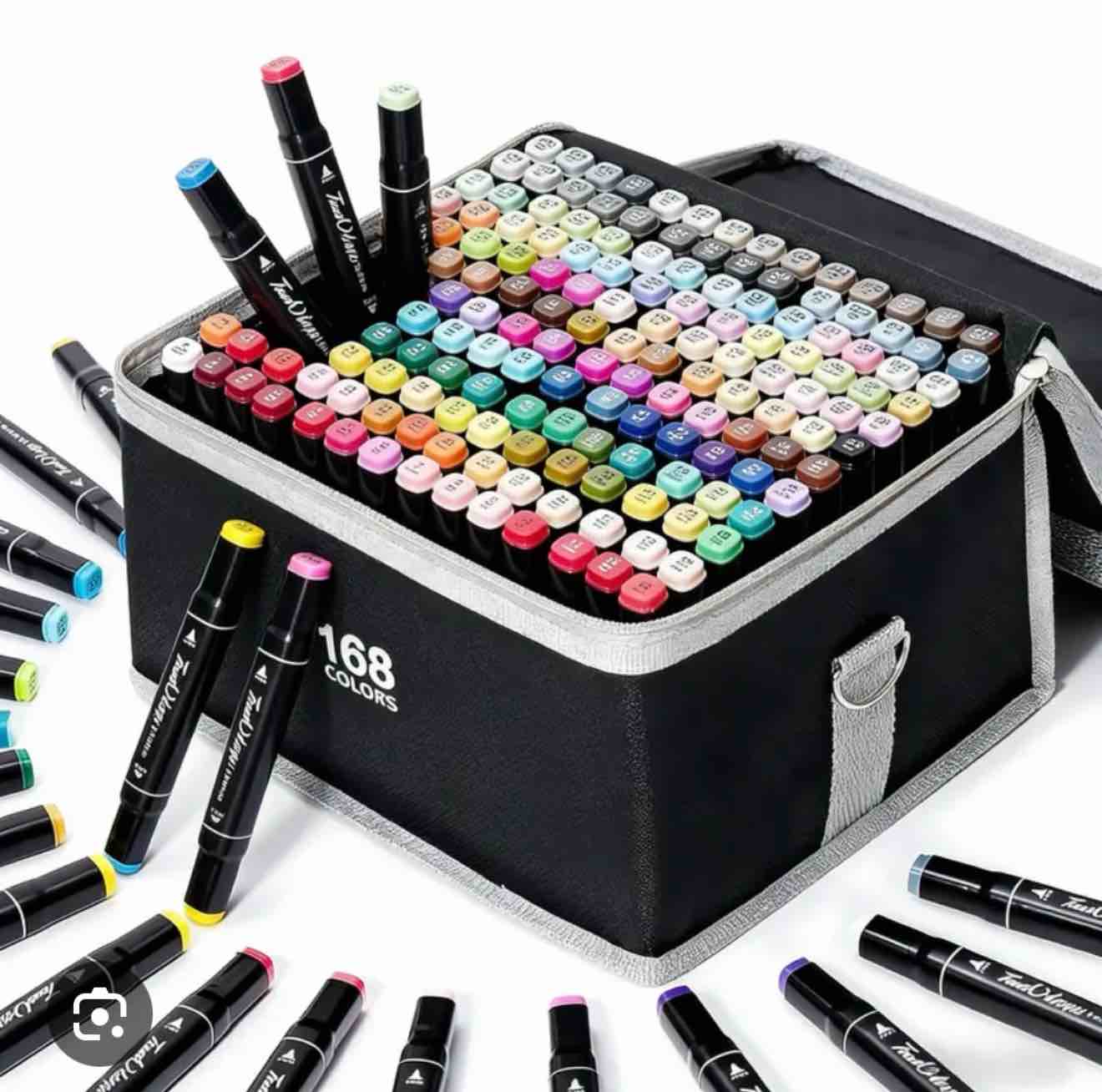 168 Colors Alcohol Markers Set, Professional Drawing Markers for Artist Adult Coloring Books Black Permanent Dual Tip Art Markers with Holder, Coloring Marker for School Sketching Coloring
