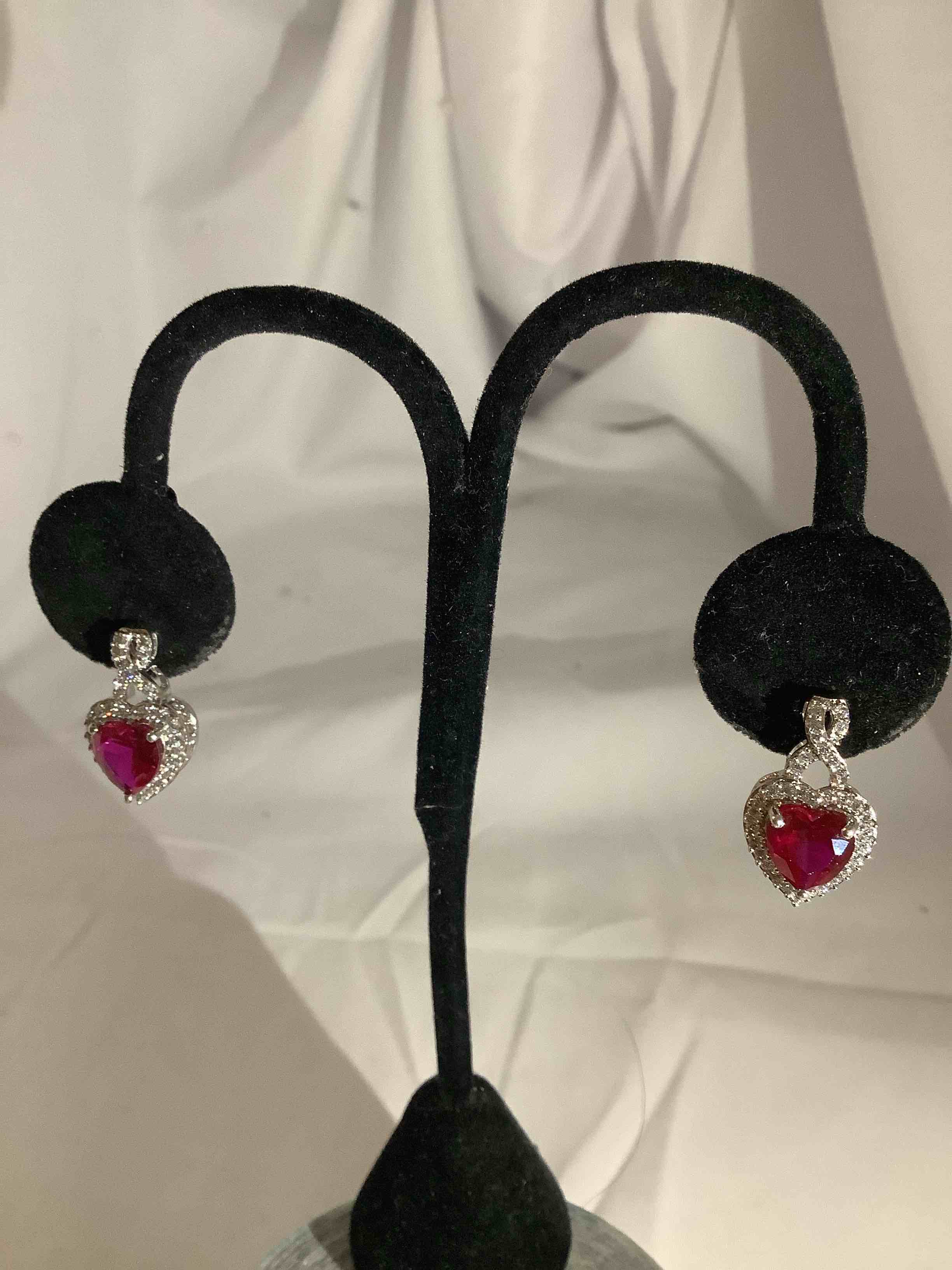 Ruby Heart Earrigs