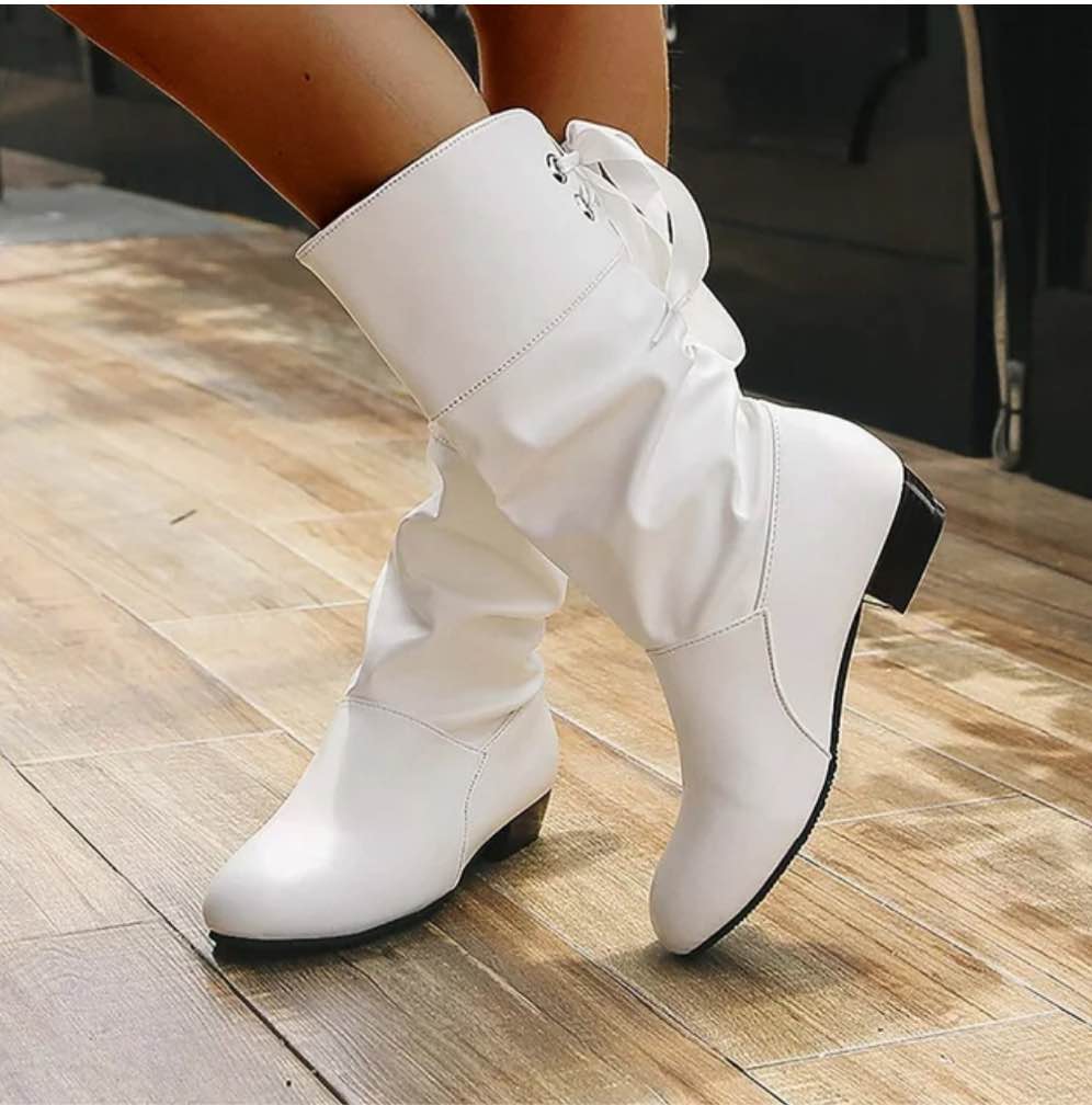 RELLSA Woman’s wide calf boot pu white size 10 (similar to stock photo)