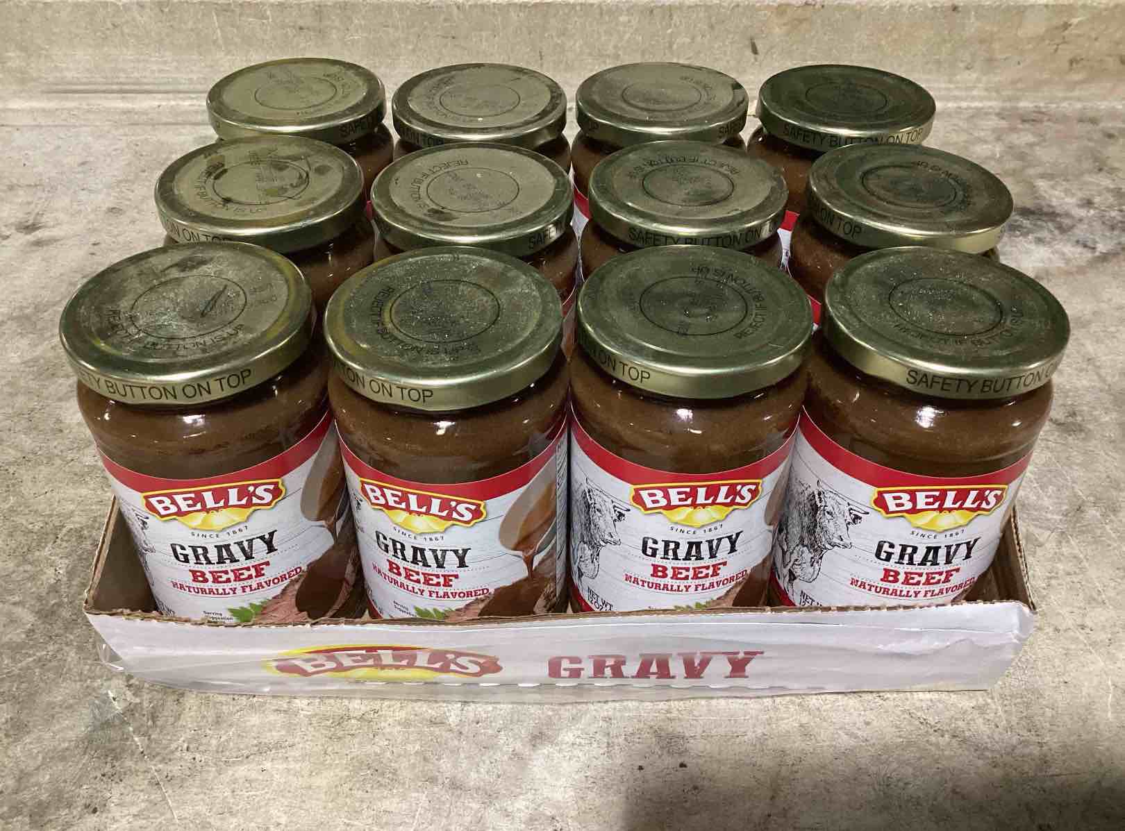 case of 12 bells beef gravy 12oz jar (bb 4/26/25)