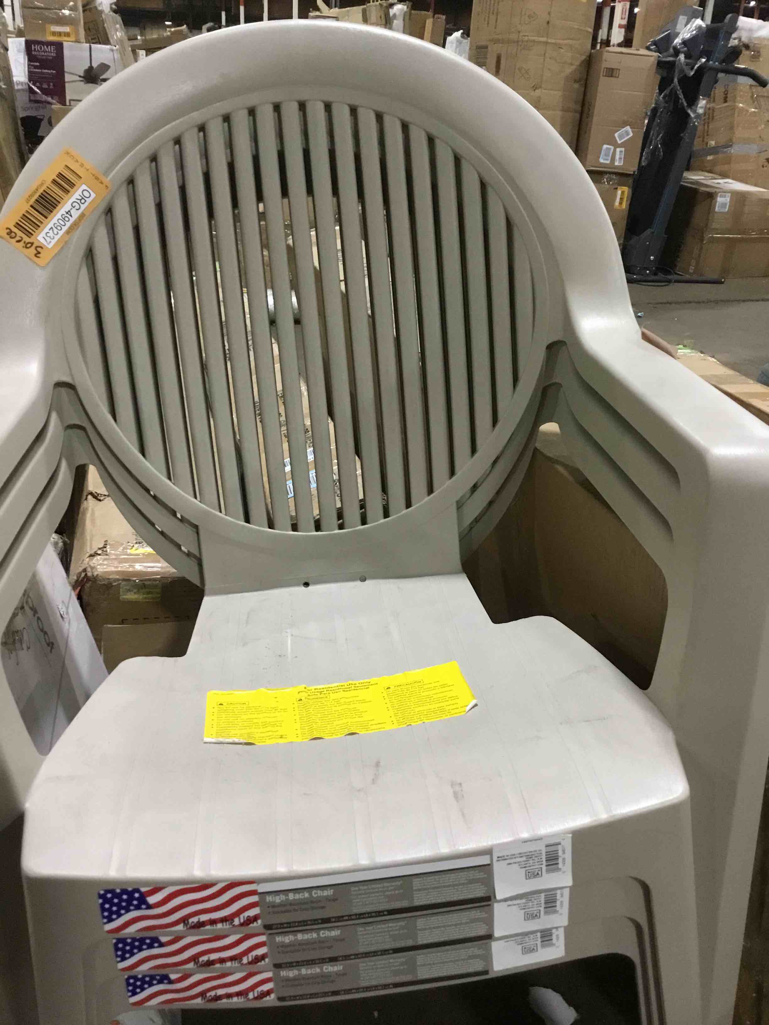   Plastic high-Back  lawn chair. 3 pack 