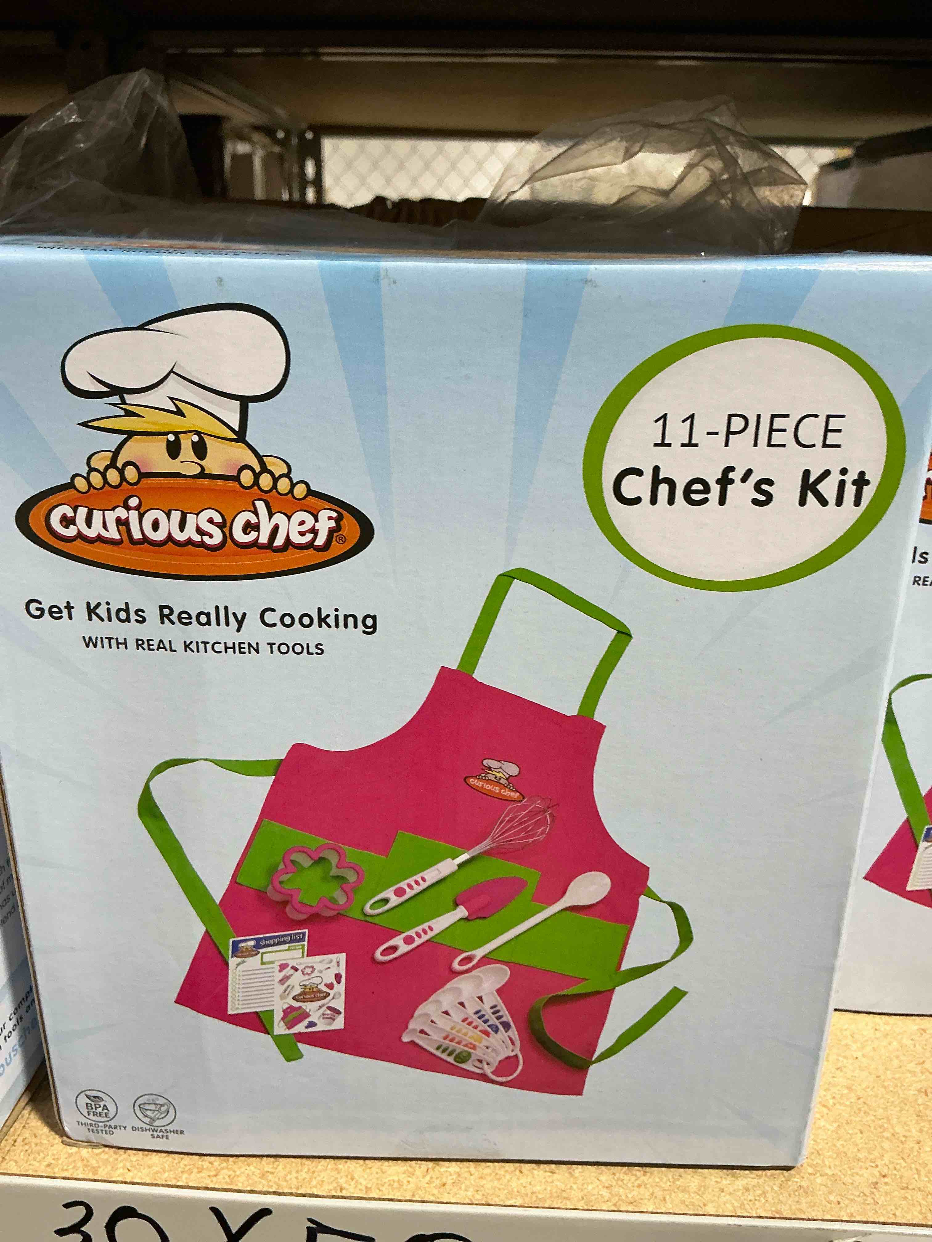 curious chef chef kit - 11 piece green and pink set