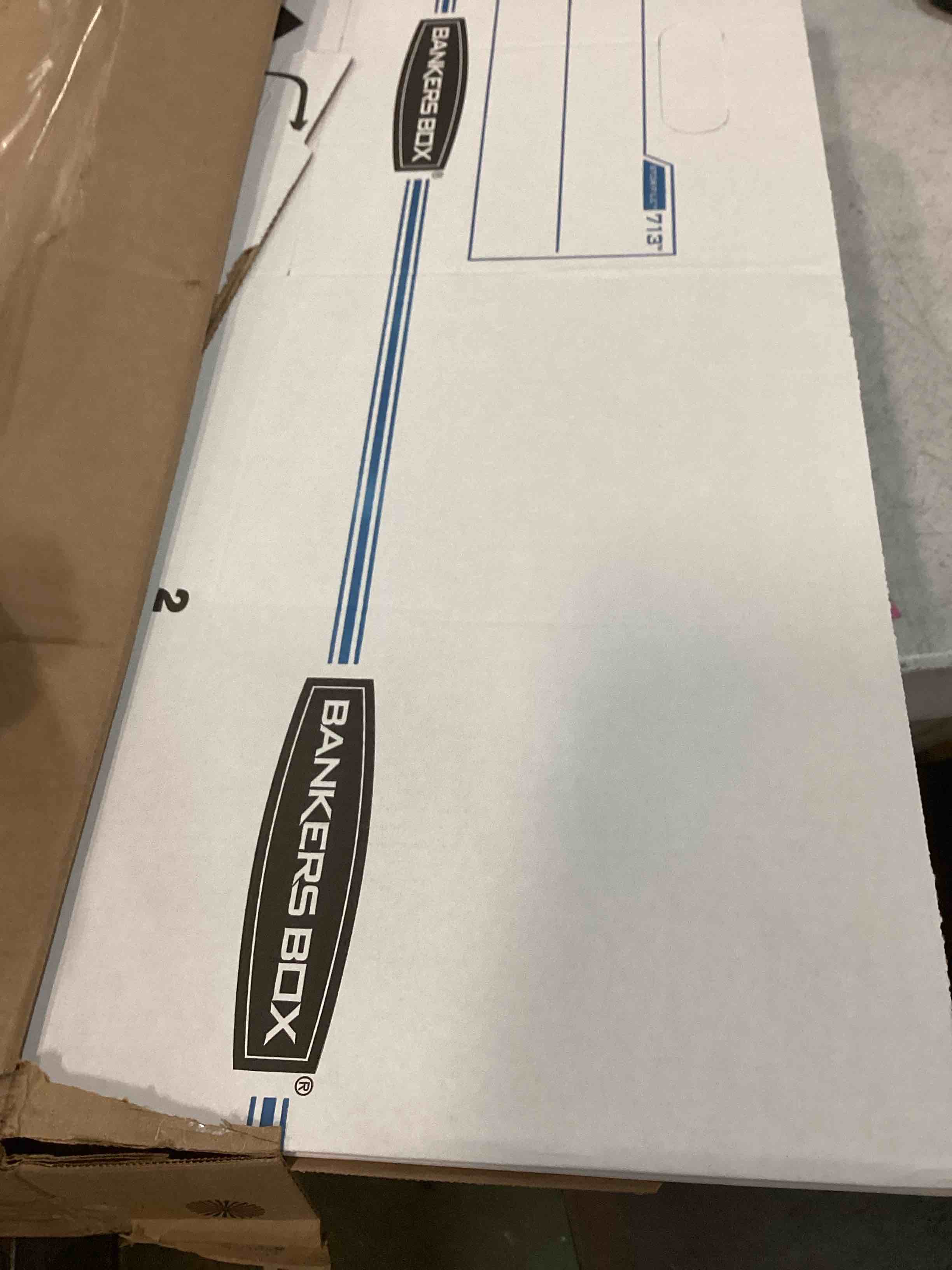 Condition photo showing Good Condition for bankers box 12 pack stor/file basic duty file storage boxes, standard assembly, lift-off lid, letter/legal, white/blue