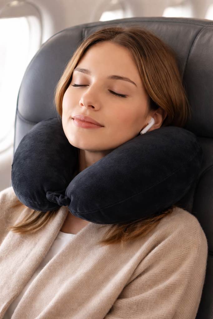 MEMORY FOAM TRAVEL PILLOW Black . TRAVEL ELEMENTS
