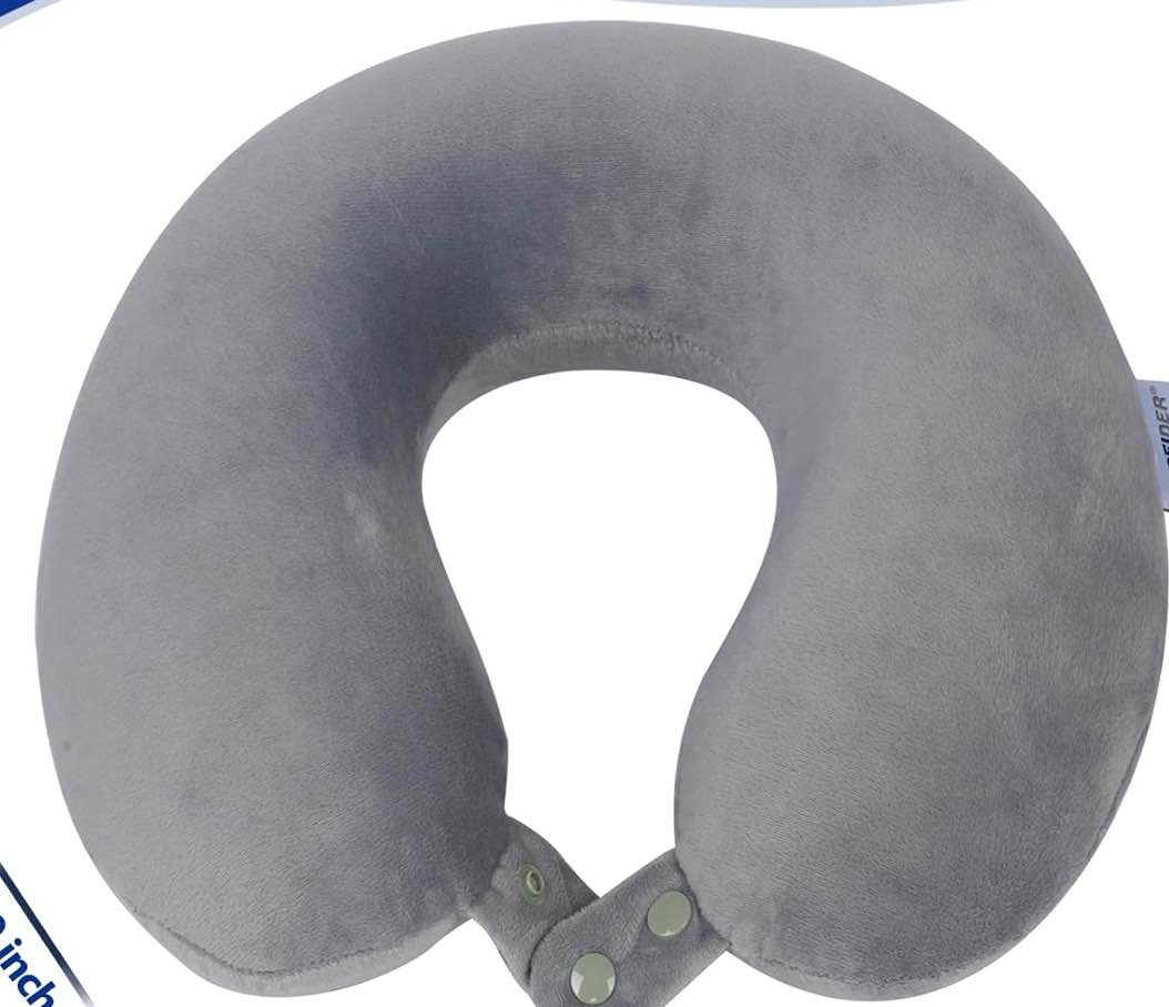 TRAVEL ELEMENTS MEMORY FOAM TRAVEL PILLOW  GRAY 