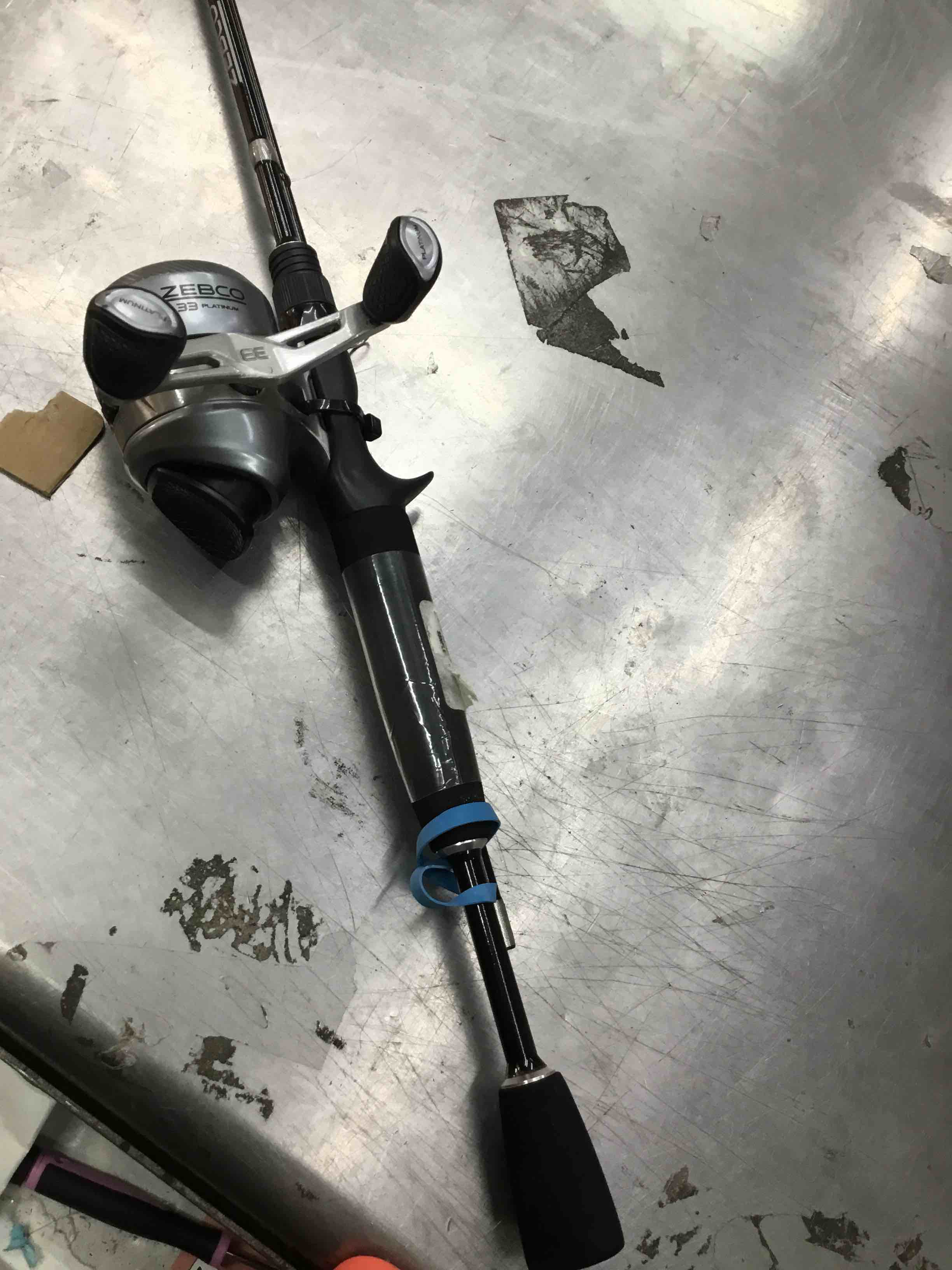 Condition photo showing Appears New for zebco 33 platinum spincast reel and fishing rod combo, anti-reverse clutch, silver