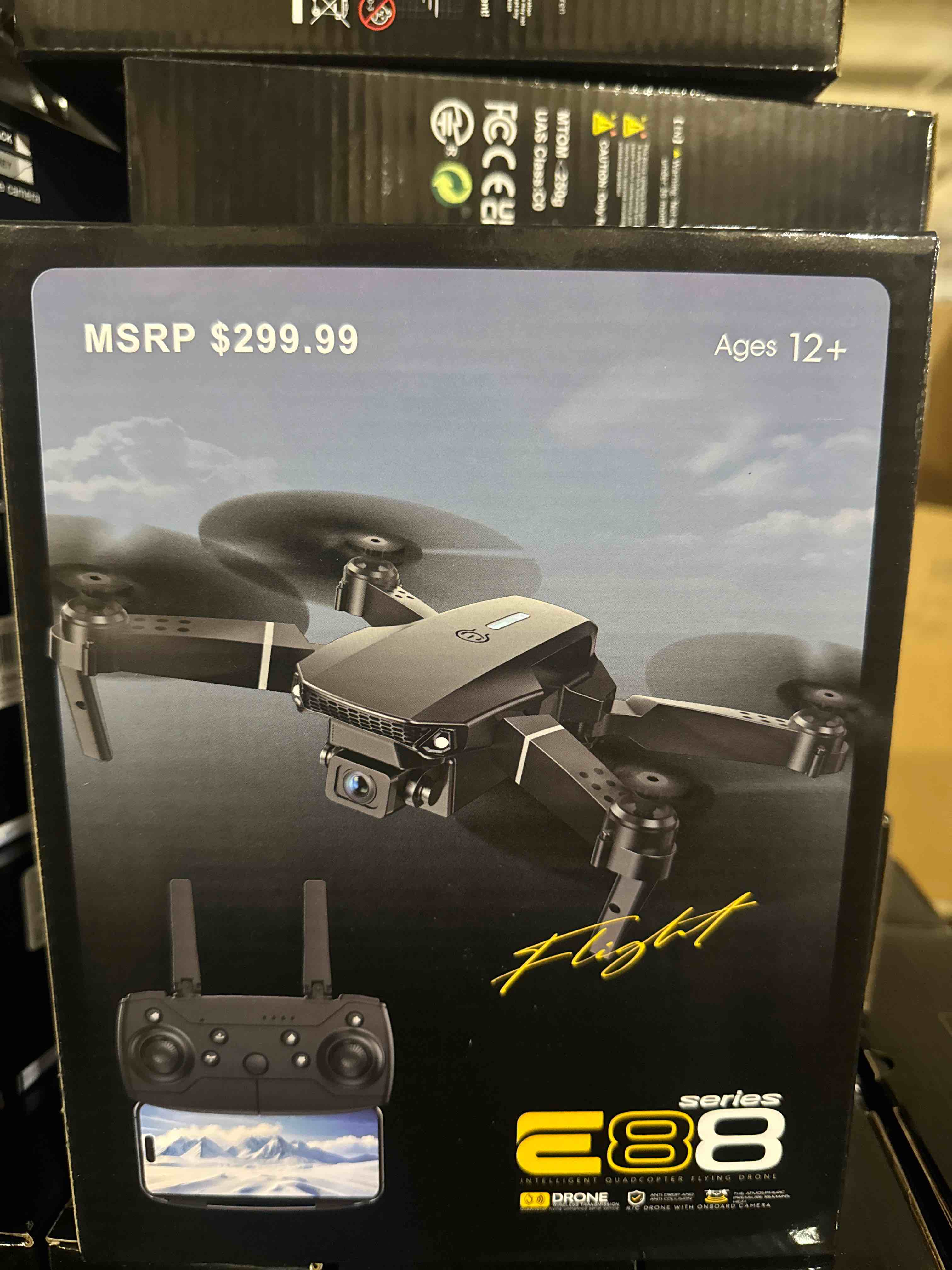 Condition photo showing New/Like New for e88 drone with hd camera, fixed height hover, 360° stunt flip, 90° adjustable lens, foldable rc quadcopter for beginners, indoor outdoor flying toy.