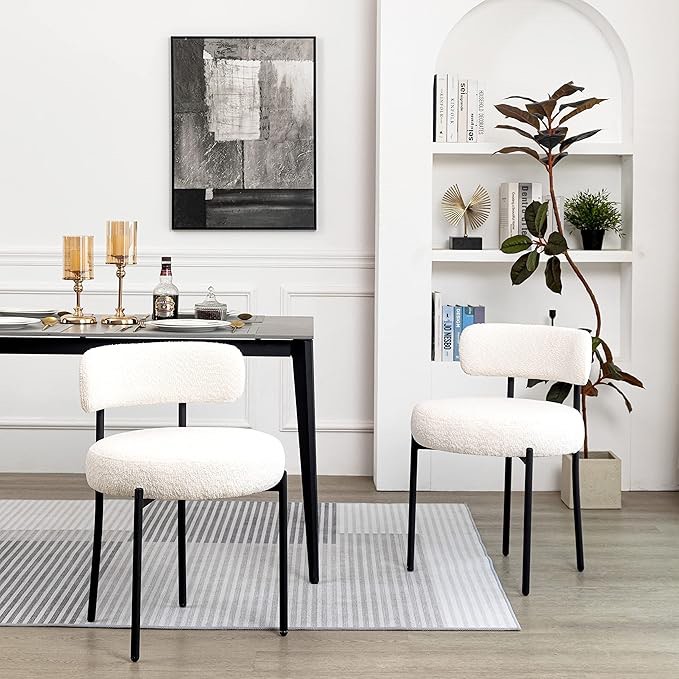 Boucle Dining Chairs Set of 2