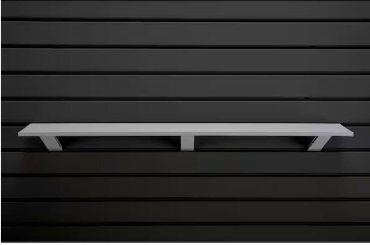 Plastic 5-3/4 in. x 36 in. Slat Wall Shelf in Light Gray