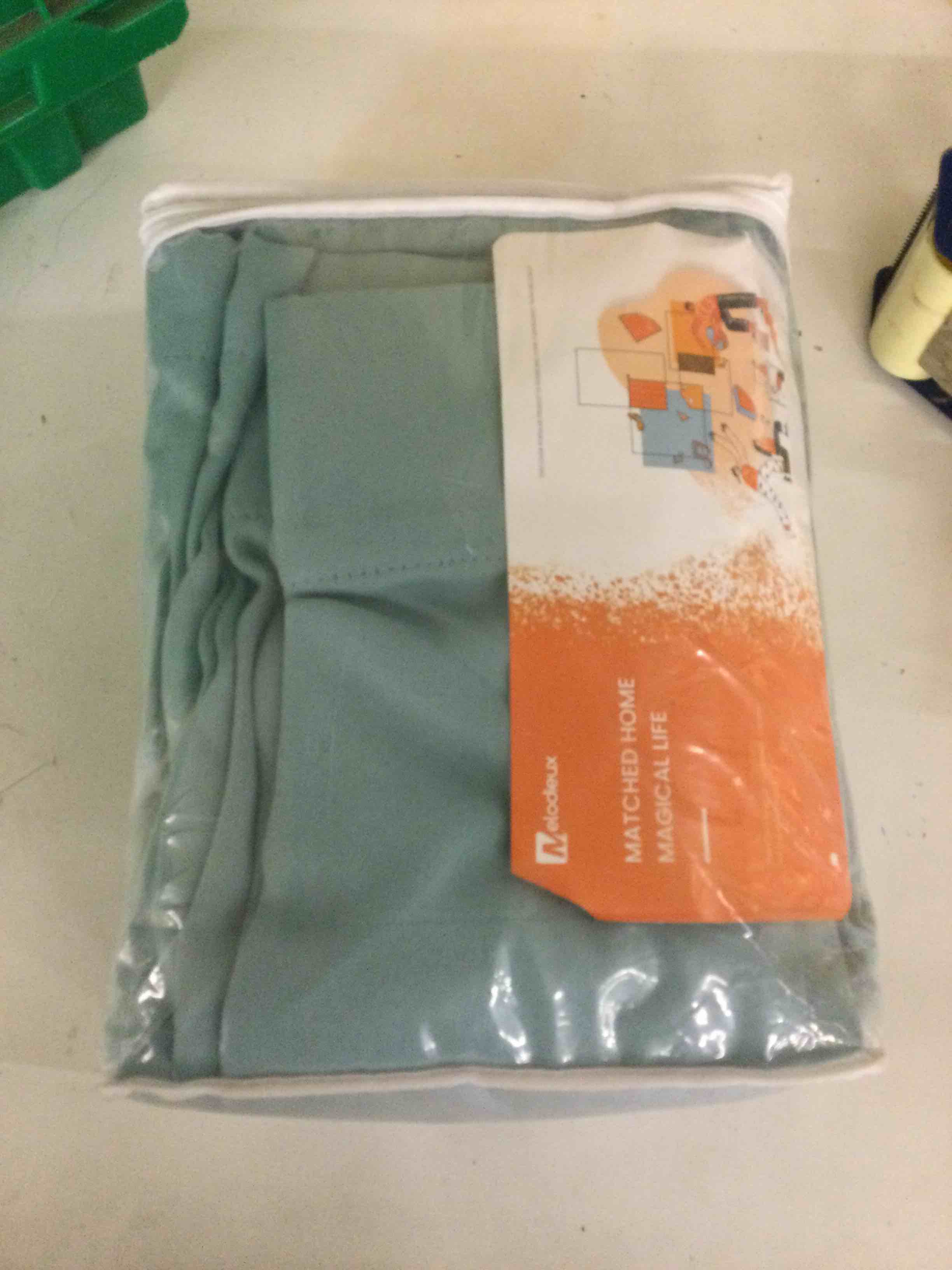 Condition photo showing Good Condition for Melodieux Aqua Blue Cot..52x96” (2 panels)