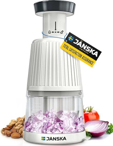 UltraChop Push Food & Vegetable Chopper, Heavy-Duty Stainless Steel Blades, Durable & Ergonomic Design, Veggie, Meat, Garlic Cutter, Slicer, Soft Non-Slip Grip, Home Essentials Kitchen Gadgets