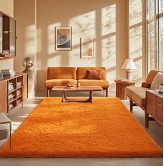 ophanie orange fall rugs for bedroom living room,fluffy fuzzy furry carpet,plush soft shaggy bedside indoor floor 4x6 area rug for kids girls boys baby teen dorm decor with over 99 pcs pile fibers