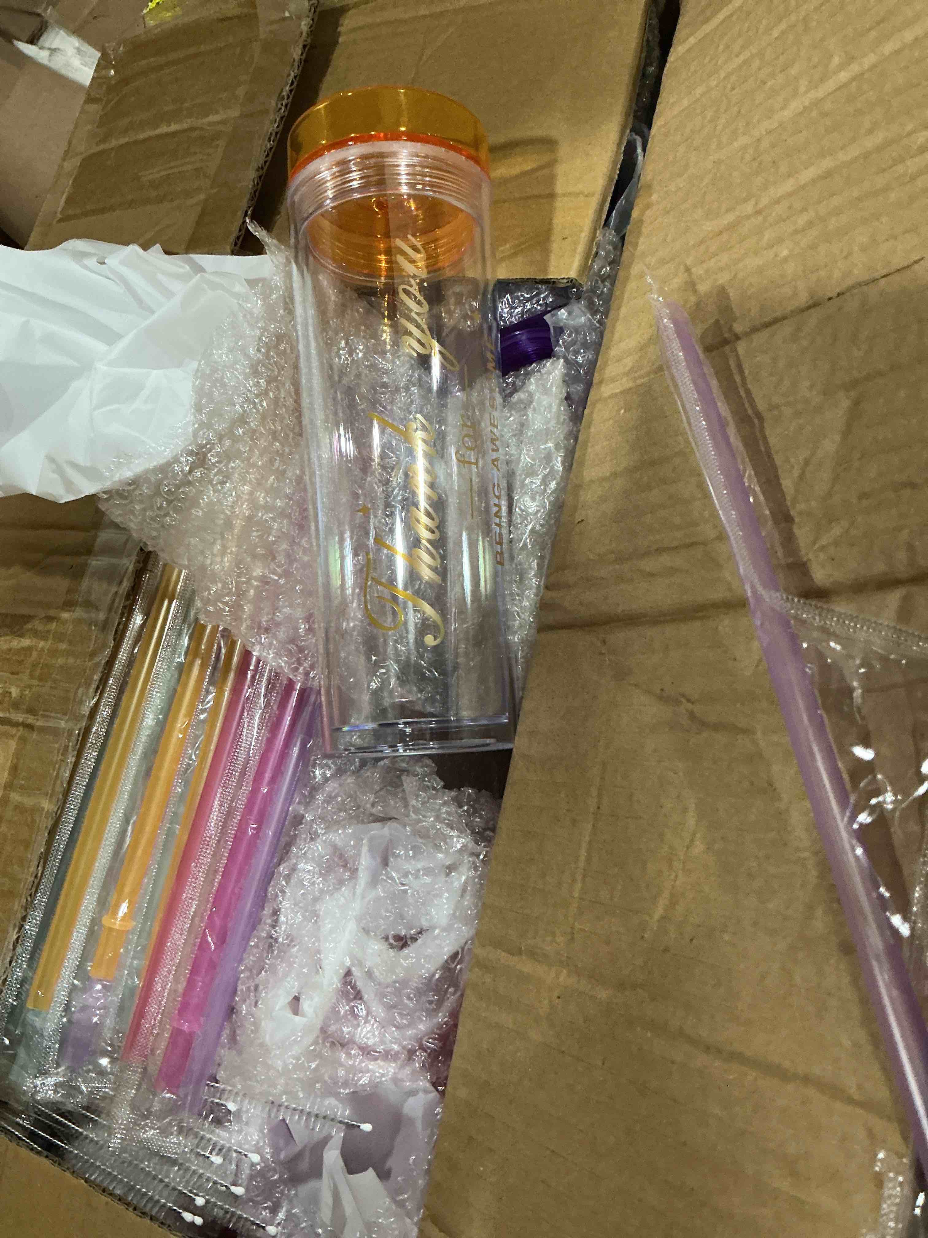 Condition photo showing New/Like New for 16 oz thank you gifts for women acrylic skinny tumblers acrylic tumblers with lids and straws double wall plastic tumbler appreciation supplies for staff employee coworker friend teacher (36 pack)