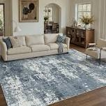 berthmeer 3 x5 small area rugs washable abstract rugs for entryway office non-slip blue