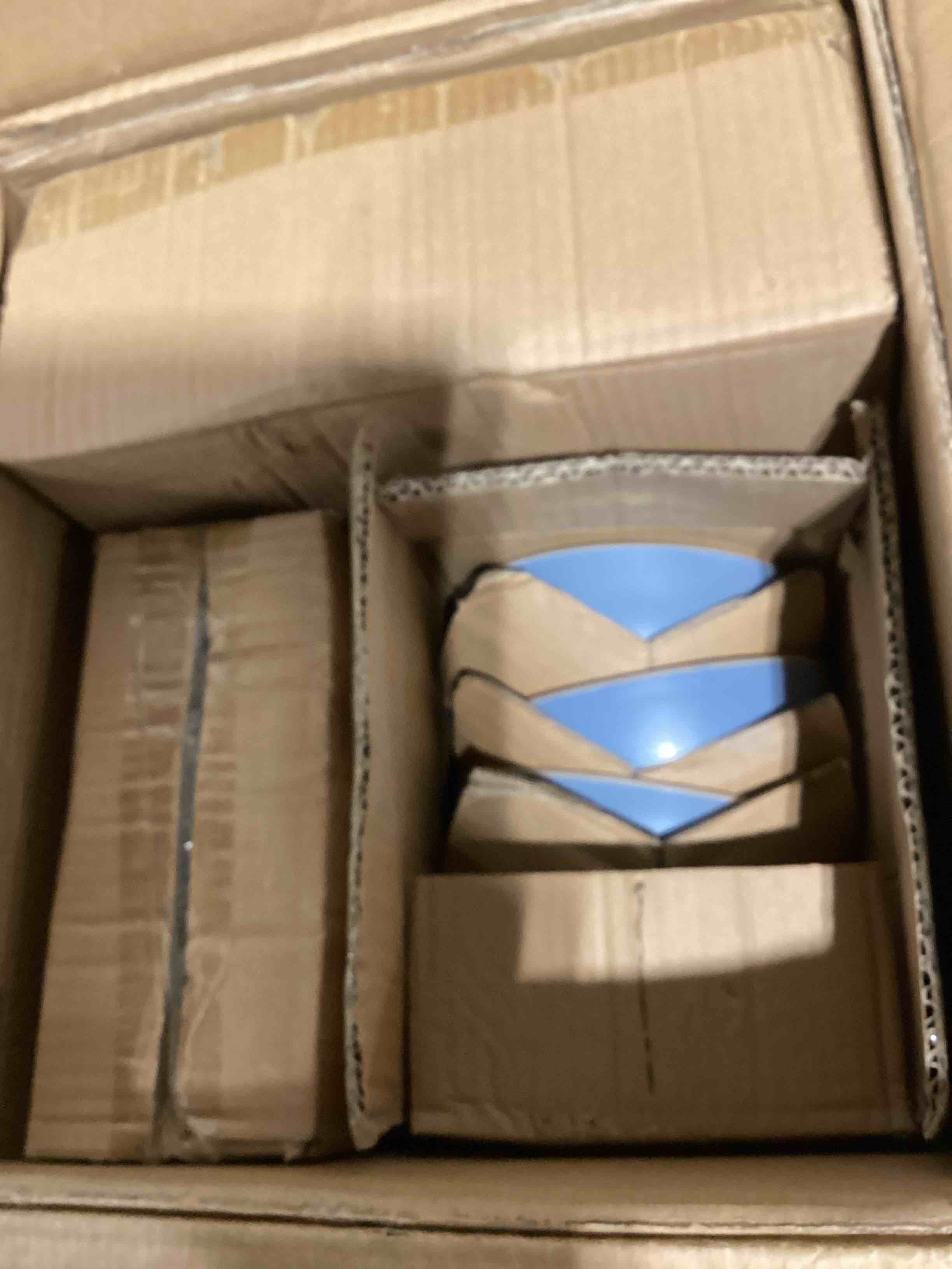 Condition photo showing Good Condition for gibson home rockaway 12-piece round stoneware dinnerware set, service for 4 – blue plates and bowls, microwave & dishwasher safe blue (rockaway) service for 4 (12pcs)