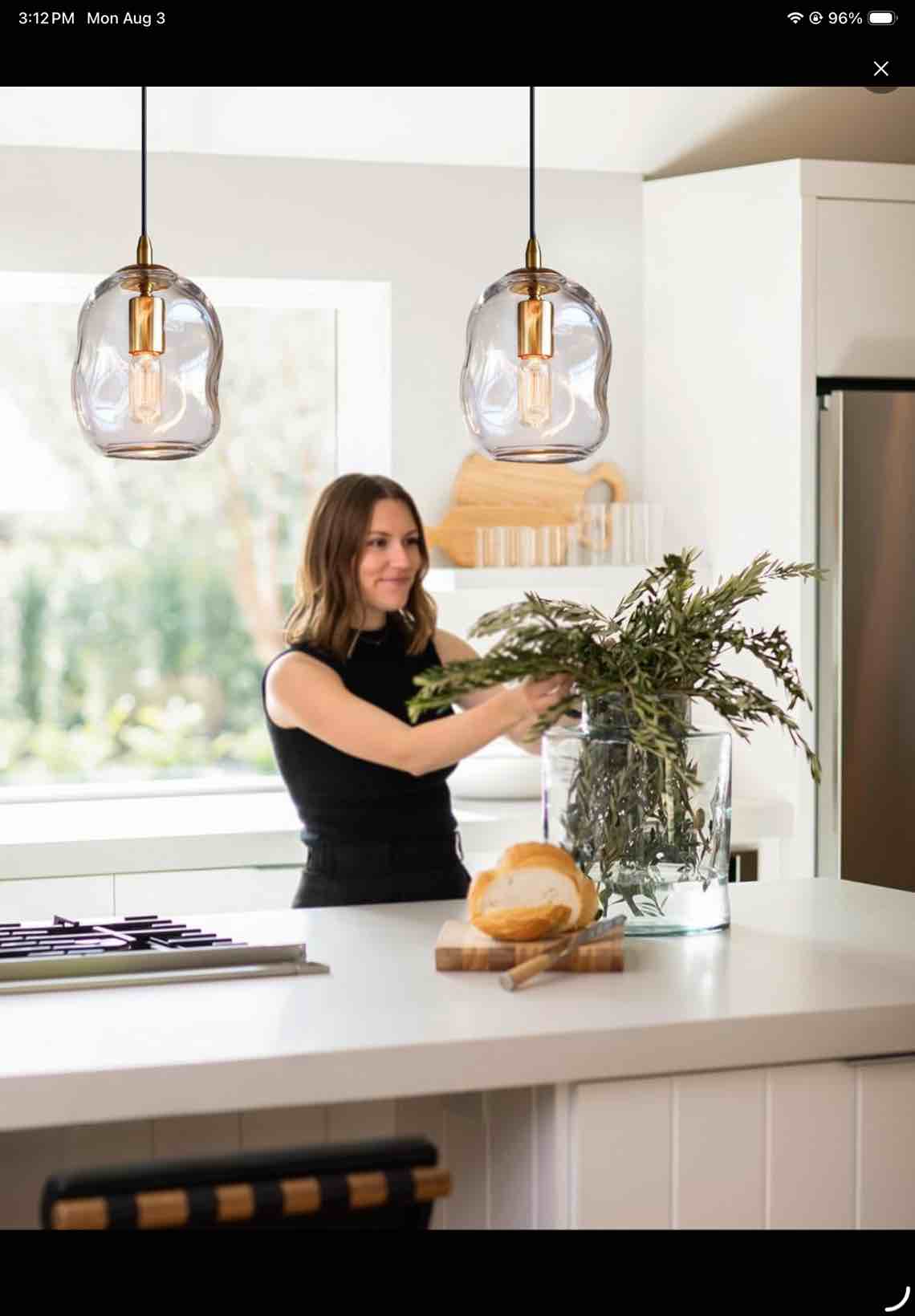 casamotion pendant lights kitchen island 2 pack modern contemporary clear glass organic globe brass gold hanging light adjustable cord bedroom dining table small medium lamp 8 inch clear+gold 8\"h-2 pack