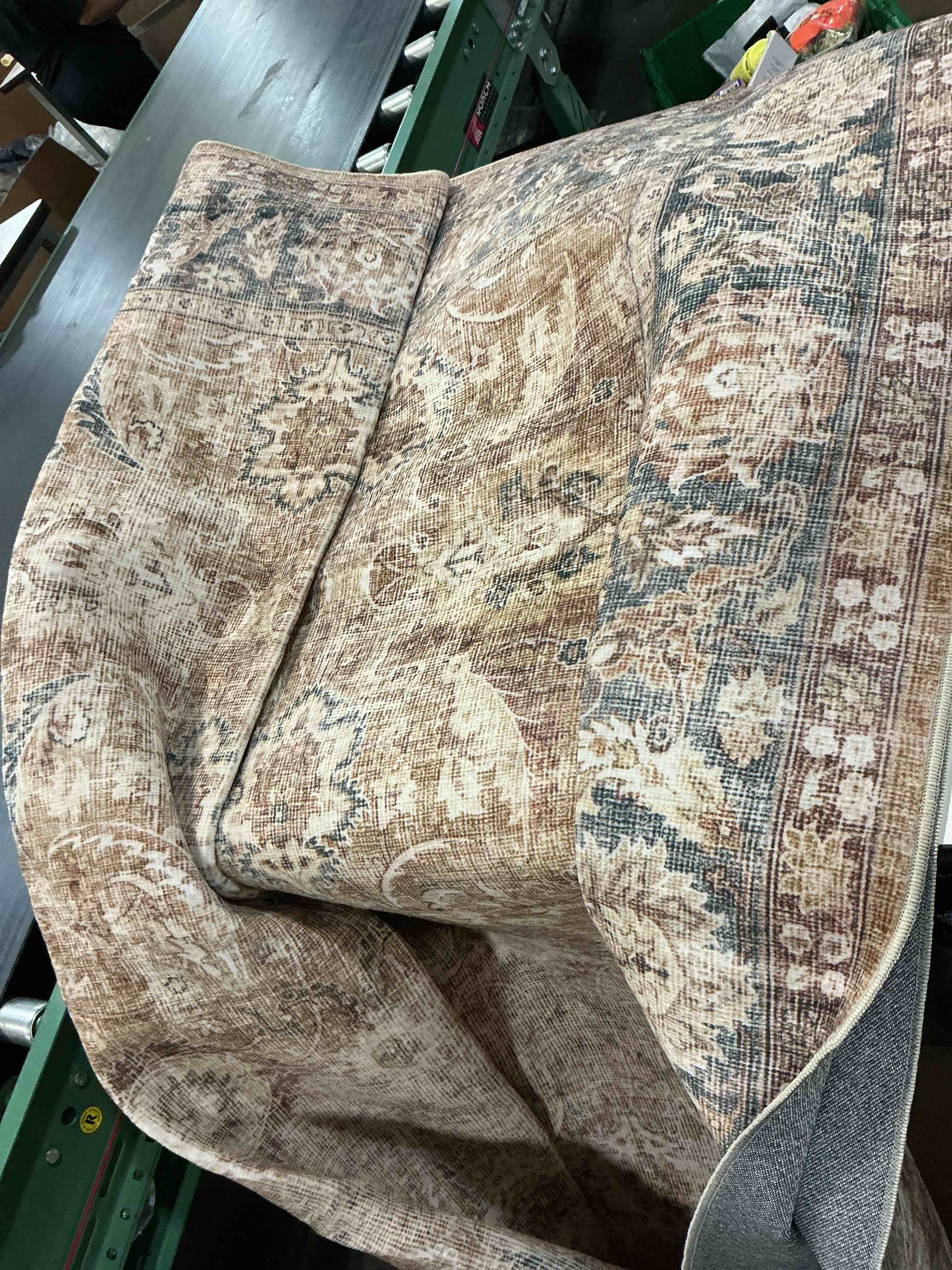 Condition photo showing Good Condition for fmfunctex 8x10 washable area rug brown vintage neutral distressed large non slip carpet for living room bedroom soft low pile indoor mat retro throw rug for dining room kitchen office nursery, multi vintage brown/multi 8' x 10' (rectangular)