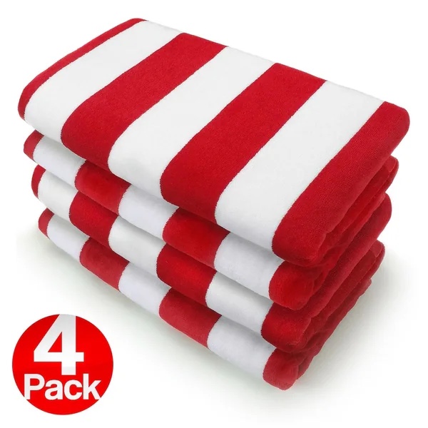 casa plantino red and white striped beach towels set of 4