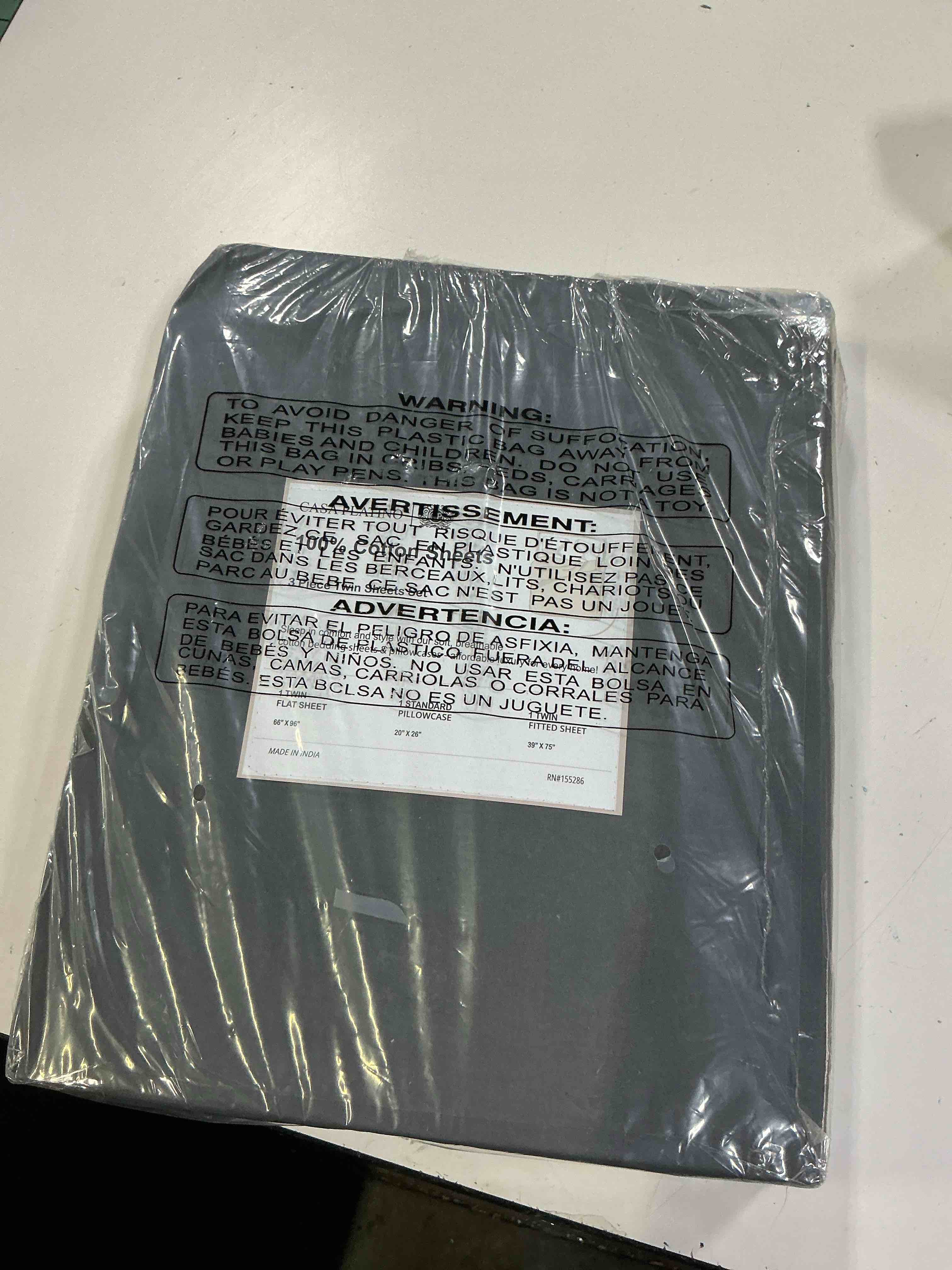 Condition photo showing New/Like New for casa platino 100% long staple cotton 3 piece percale twin size bed sheets set fits mattress upto 15 deep - charcoal
