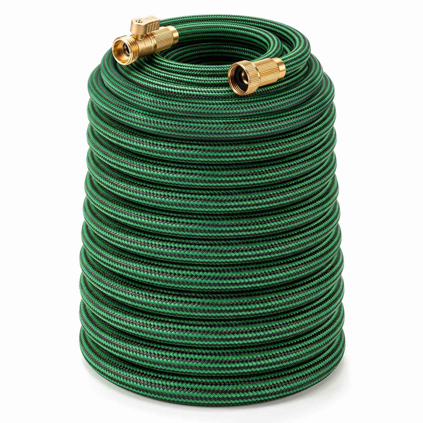 non-expandable 100 ft garden hose, heavy duty flexible water hose, kink resistant lightweight hybrid hose with durable fabric skin, leakproof hose male to female fittings