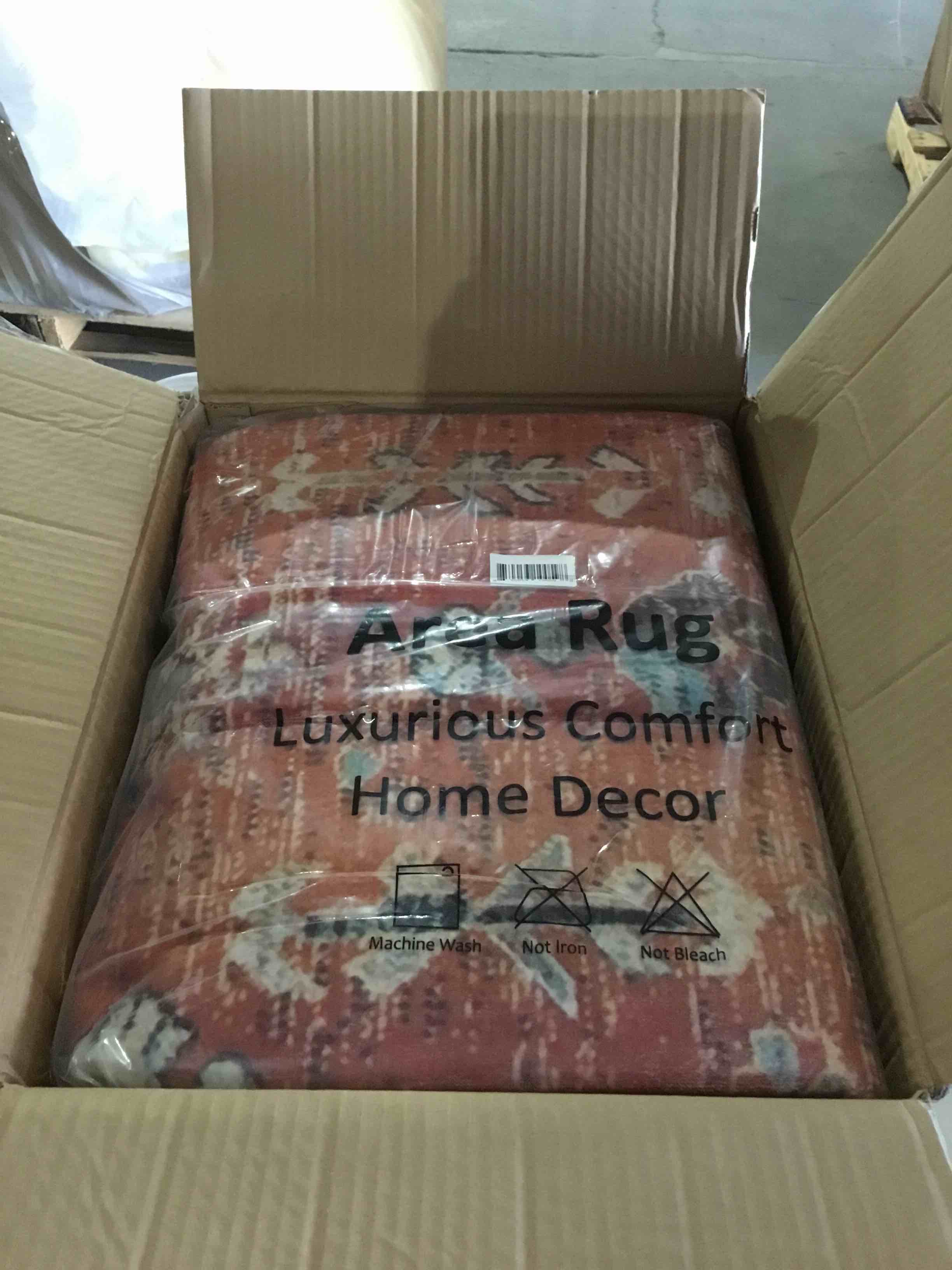 Condition photo showing New/Like New for lahome boho tribal area rug - 9x12 large dining room rug soft living room mat, vintage washable indoor floor throw carpet for bedroom powder room nursery playroom home office apartment decor,rust