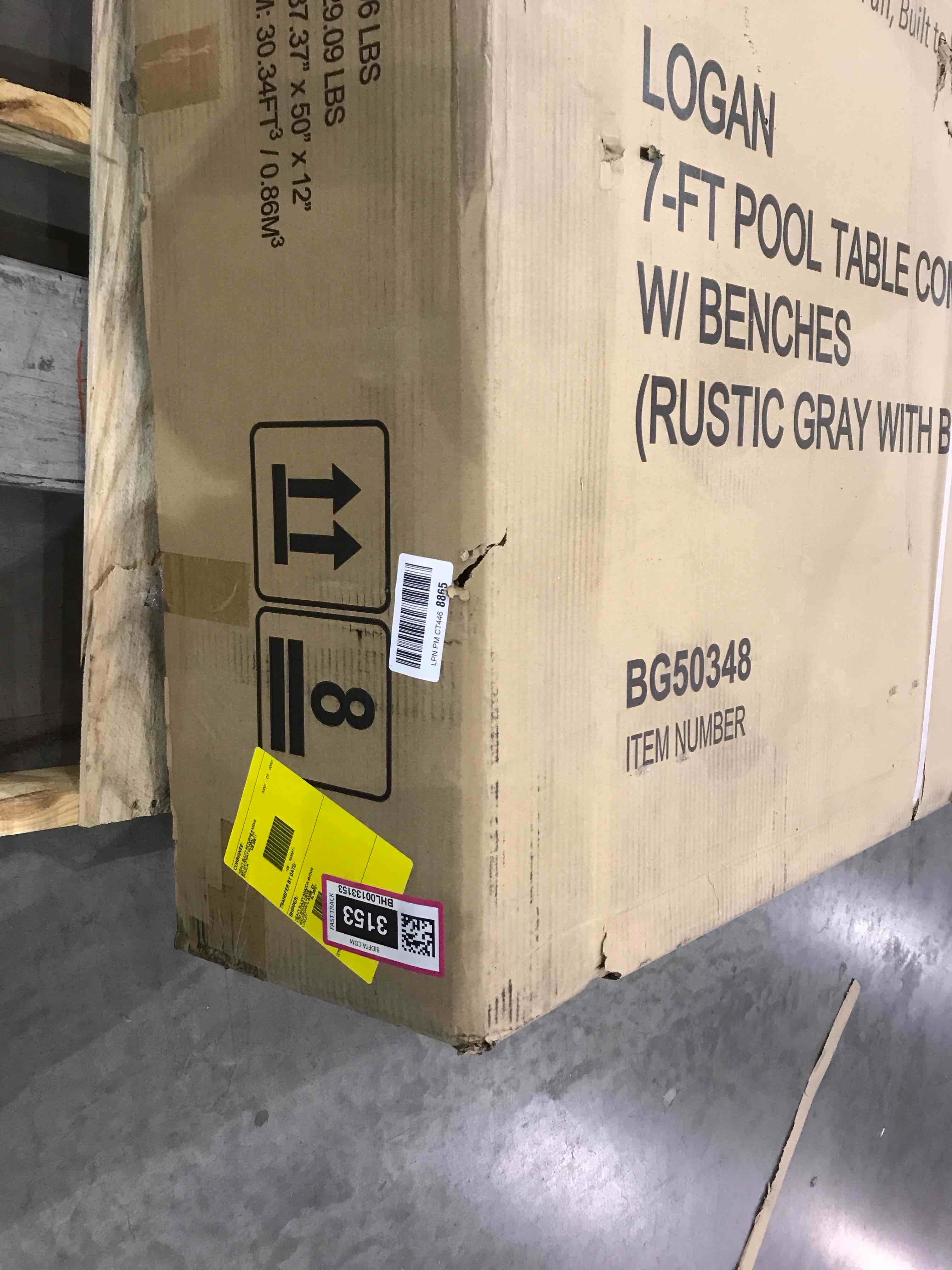 Logan 7-ft Pool Table Combo Set with Benches - Rustic Gray with Blue Felt