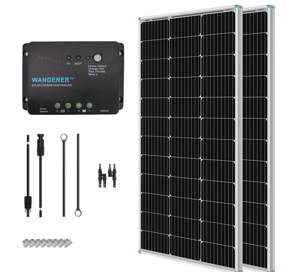 Renogy 200 Watt 12 Volt Solar Starter Kit (RNG-KIT-STARTER200D-WND30-US)