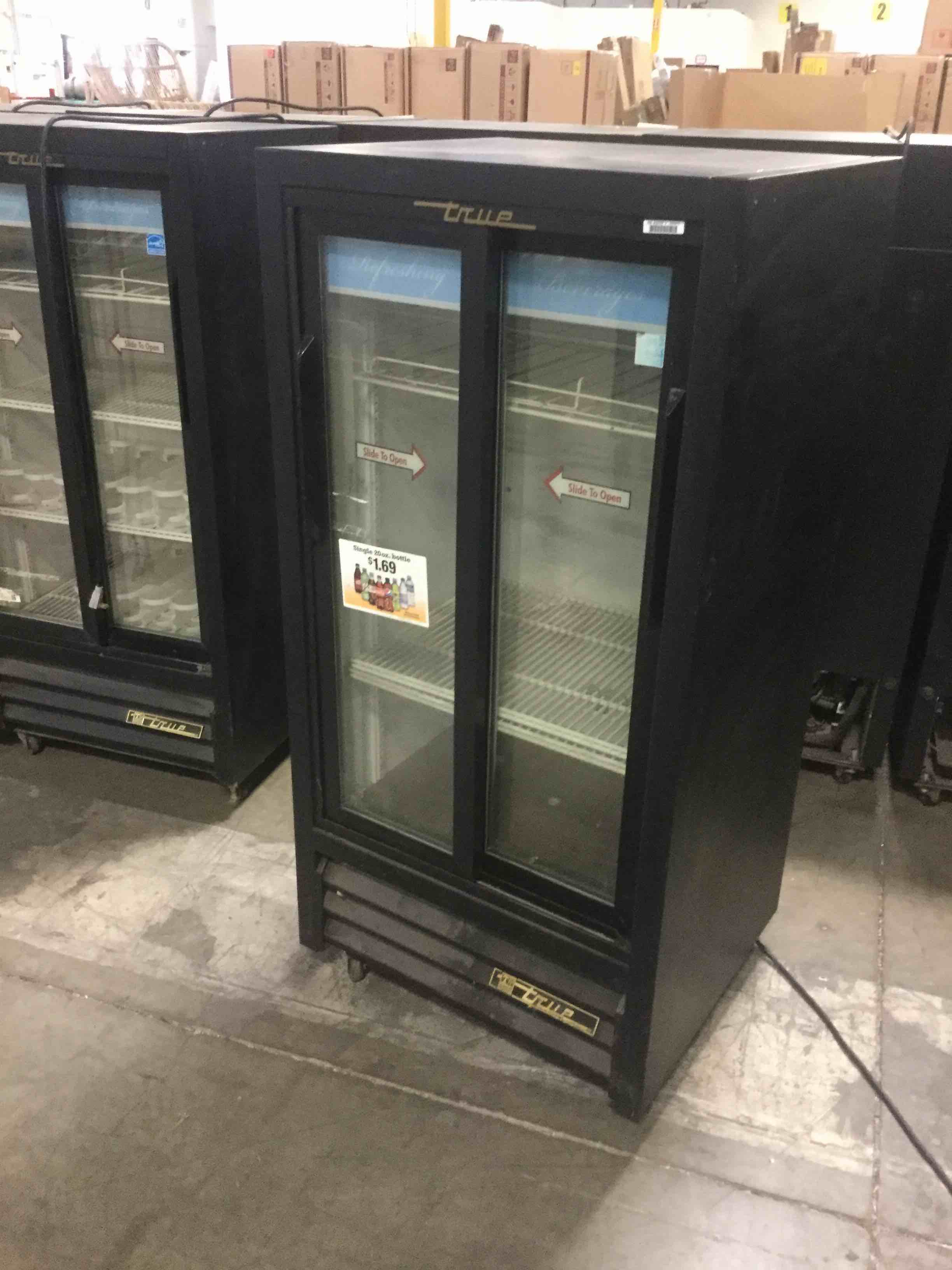 True 27-inch Two Sliding Glass Door 11-cu. ft. Refrigerated Merchandiser on Casters