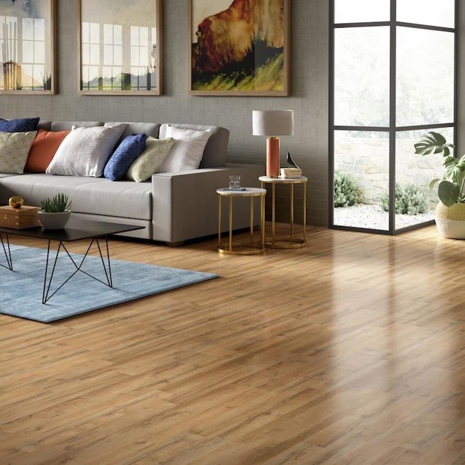 Style Selections 7.6-in W x 4.23-ft L Tavern Oak Embossed Laminate Wood Planks (21.44 Sq. Ft. / Case, 9 Cases)