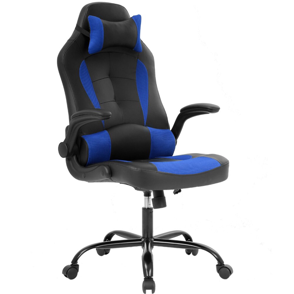 Racing Style Leather Gaming Chair, Ergonomic Swivel Rolling Chair Computer Offic
