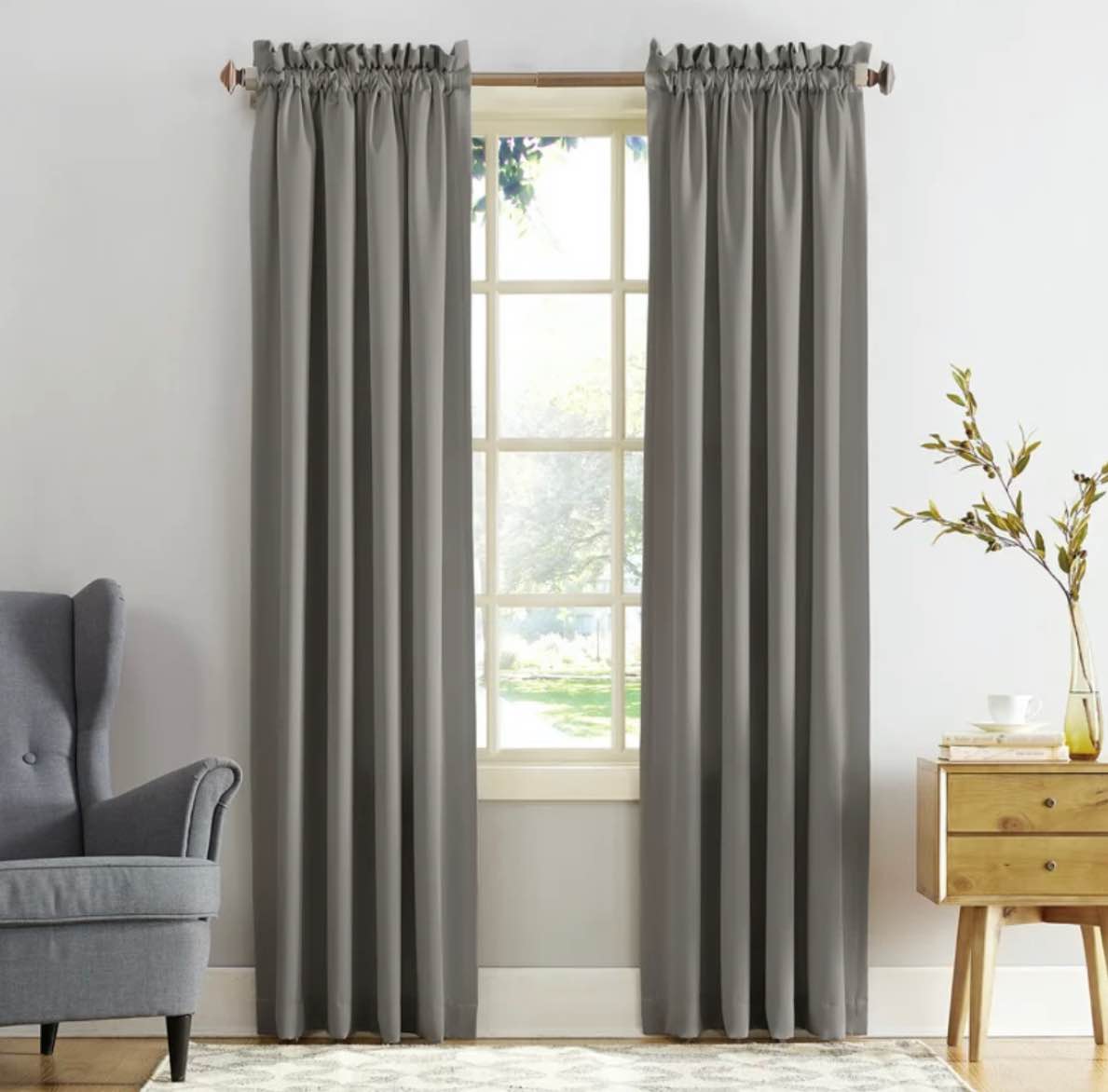 Sun Zero Kylee Energy Efficient Darkening Rod Pocket Curtain Panel.