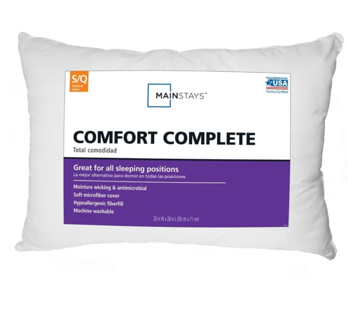 Mainstays Comfort Complete Bed Pillow, Standard/Queen