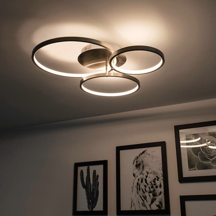 Modern ceiling lamp steel incl. LED and dimmer Rondas