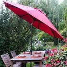 9 ft. Market Outdoor Patio Umbrella with Push Button Tilt and Crank in Red