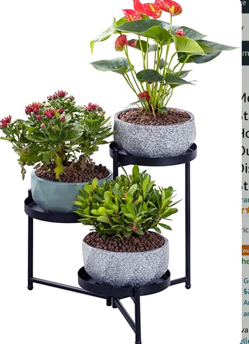 Metal 4 Tier Plant Stands, Planter Pot Holder Shelf, Indoor Outdoor Flower Display Organizer Storage Rack, Black