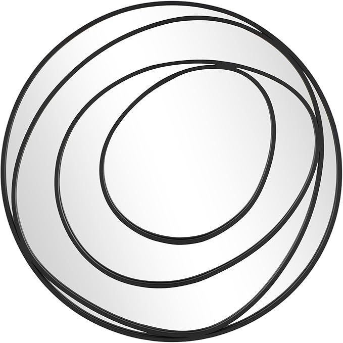 Deco 79 Metal Room Wall Mirror Entryway Mirror with Overlapping Circles, Wall Mounted Mirror 42" x 2" x 40", Gray