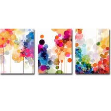 3-Piece White Canvas Neon Paint Drip