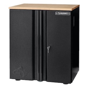 Husky Pro Duty Welded 20-Gauge Steel 2-Door Garage Base Cabinet in Black LINE-X (28 in. W x 33 in. H x 21.5 in. D)