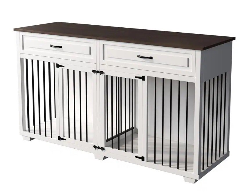 Large Furniture Style Dog Crate with Removable Irons, Dog Crate Furniture for Extra Large Dogs, Indestructible Dog Crate by FUFU&GAGA AMKF150160-02 INCOMPLETE 