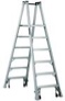 Louisville Ladder 4 Foot Aluminum Twin Platform Rolling Step Ladder Amp1004-4c