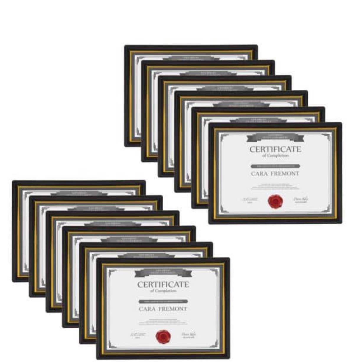 DesignOvation (Brand Rating: 4.5/5) Corporate Document 8.5 in. x 11 in. Black Picture Frames (Set of 12)