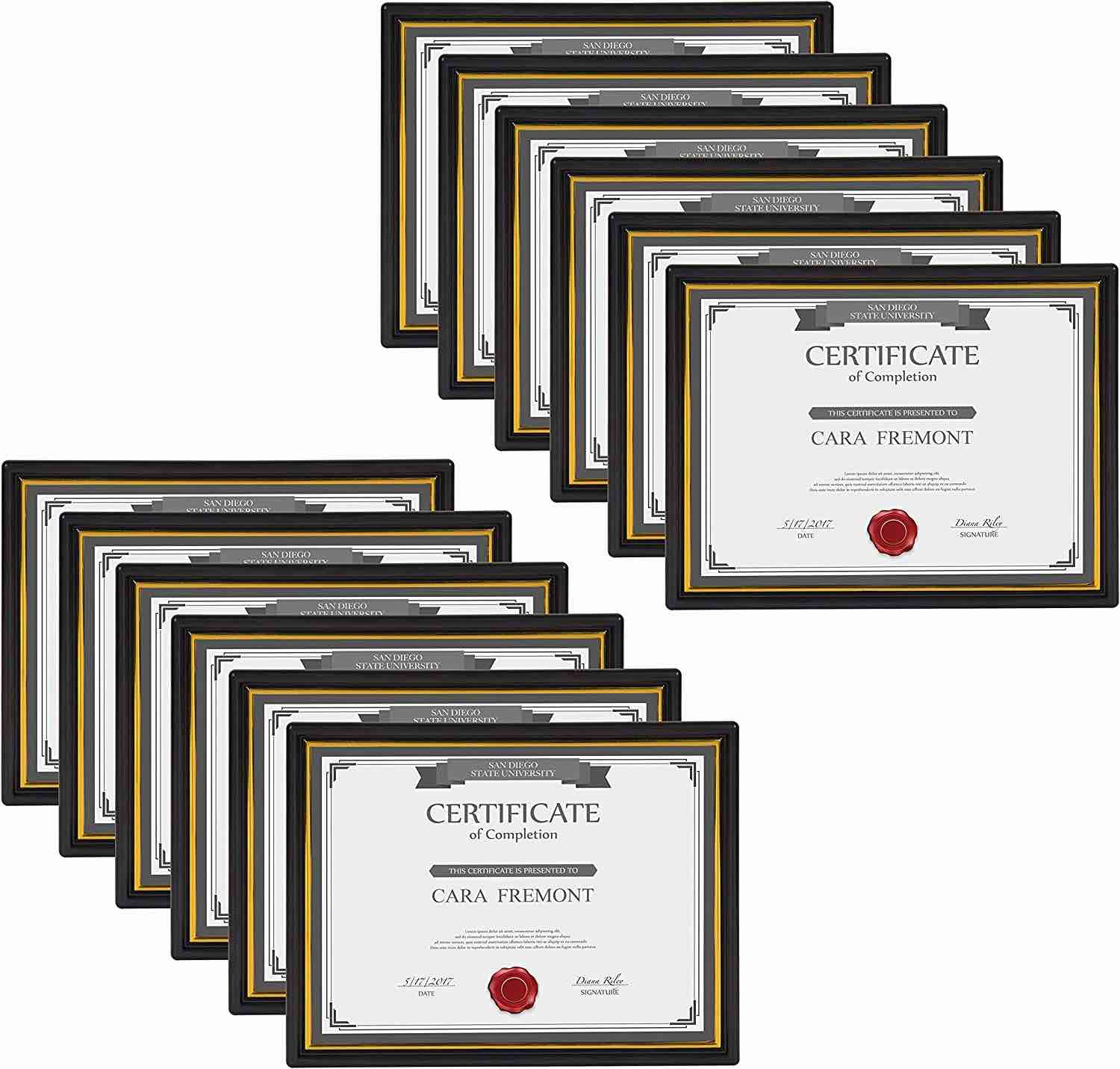 DesignOvation Corporate Document 8.5 in. x 11 in. Black Picture Frames (Set of 12)