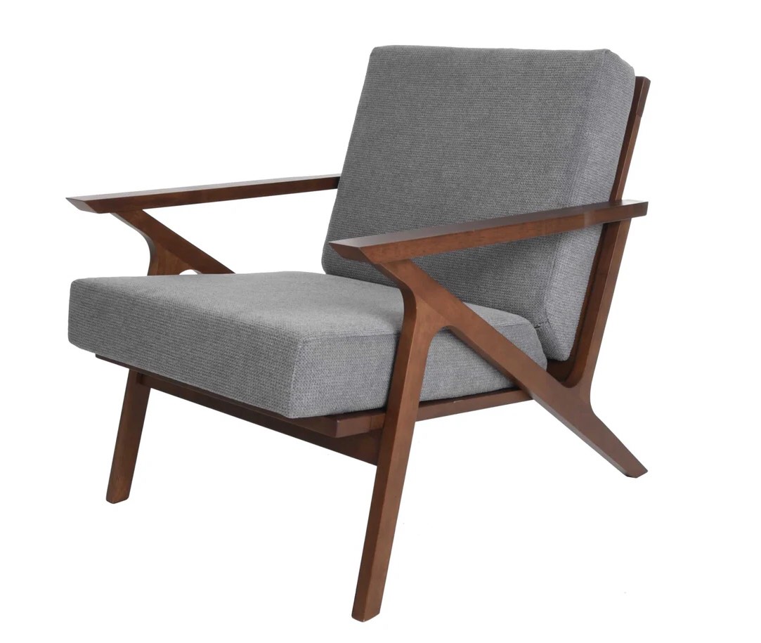 MID CENTURY MODERN ARMCHAIR SOLID HARDWOOD UPHOLSTERED ACCENT CHAIR 