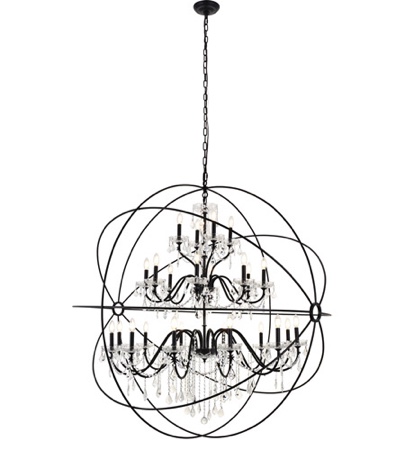 Living District LD8801D60BK Cordelia 24 Light 59 inch black Pendant Ceiling Light
