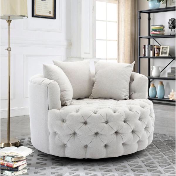 Boyle Living Amour White Linen 43" Swivel Chair HFSN-810BG