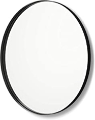 Better Bevel 24” x 24” Black Metal Framed Mirror | Round Bathroom Wall Mirror