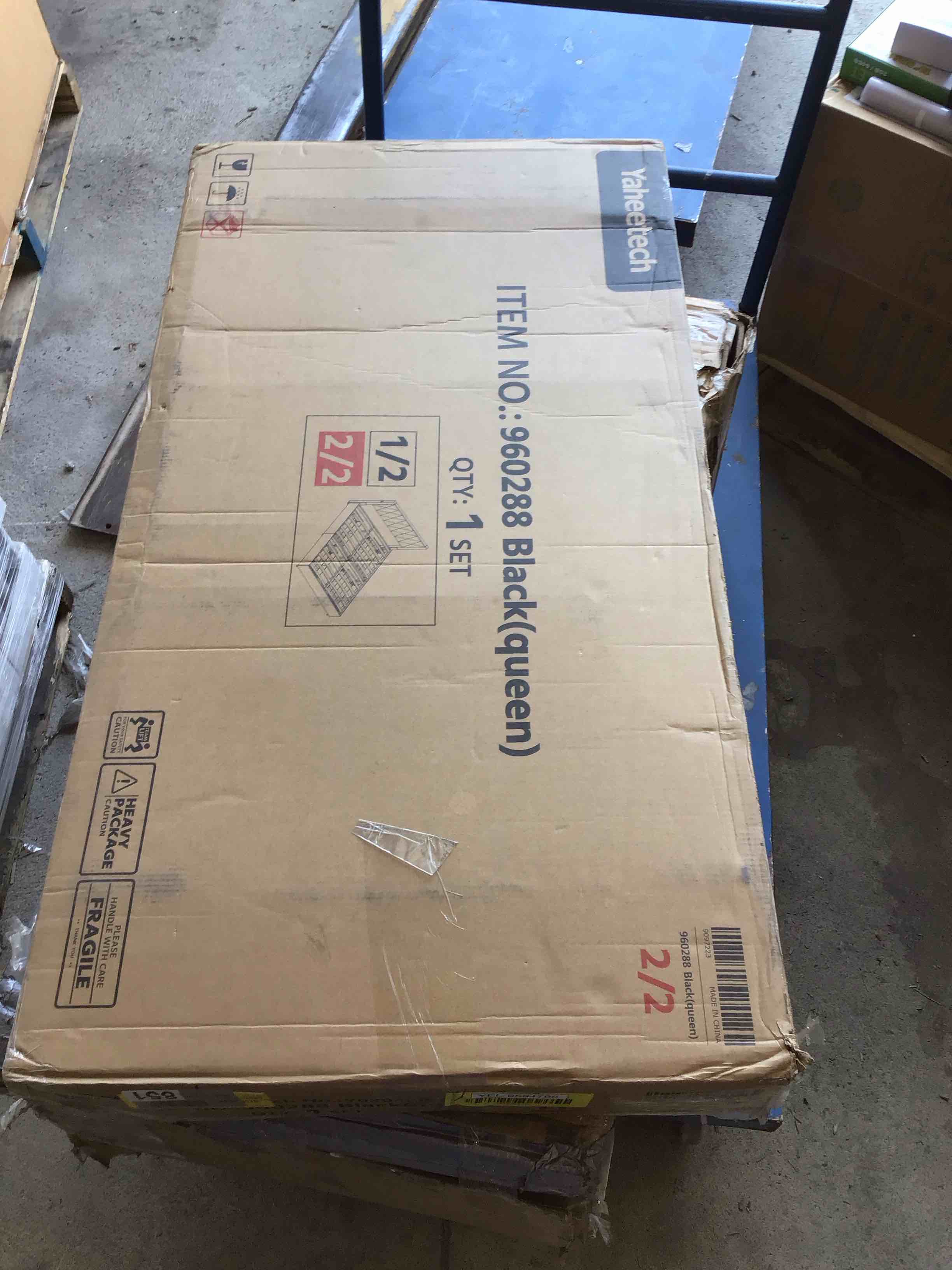 yankee tech box 2, of two black queen bed frame