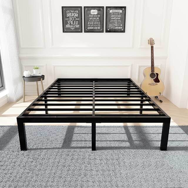 45MinST 14 Inch Platform Bed Frame/Easy Assembly Mattress Foundation / 3000lbs Heavy Duty Steel Slat/Noise Free/No Box Spring Needed, Queen