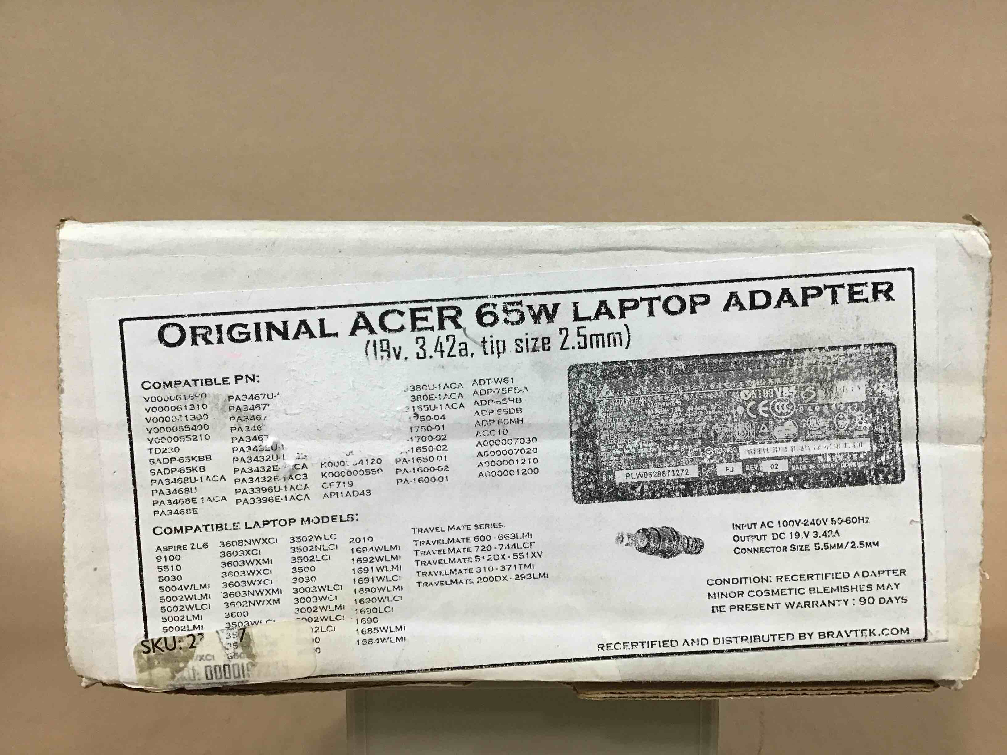 Acer 65w Laptop Adapter 