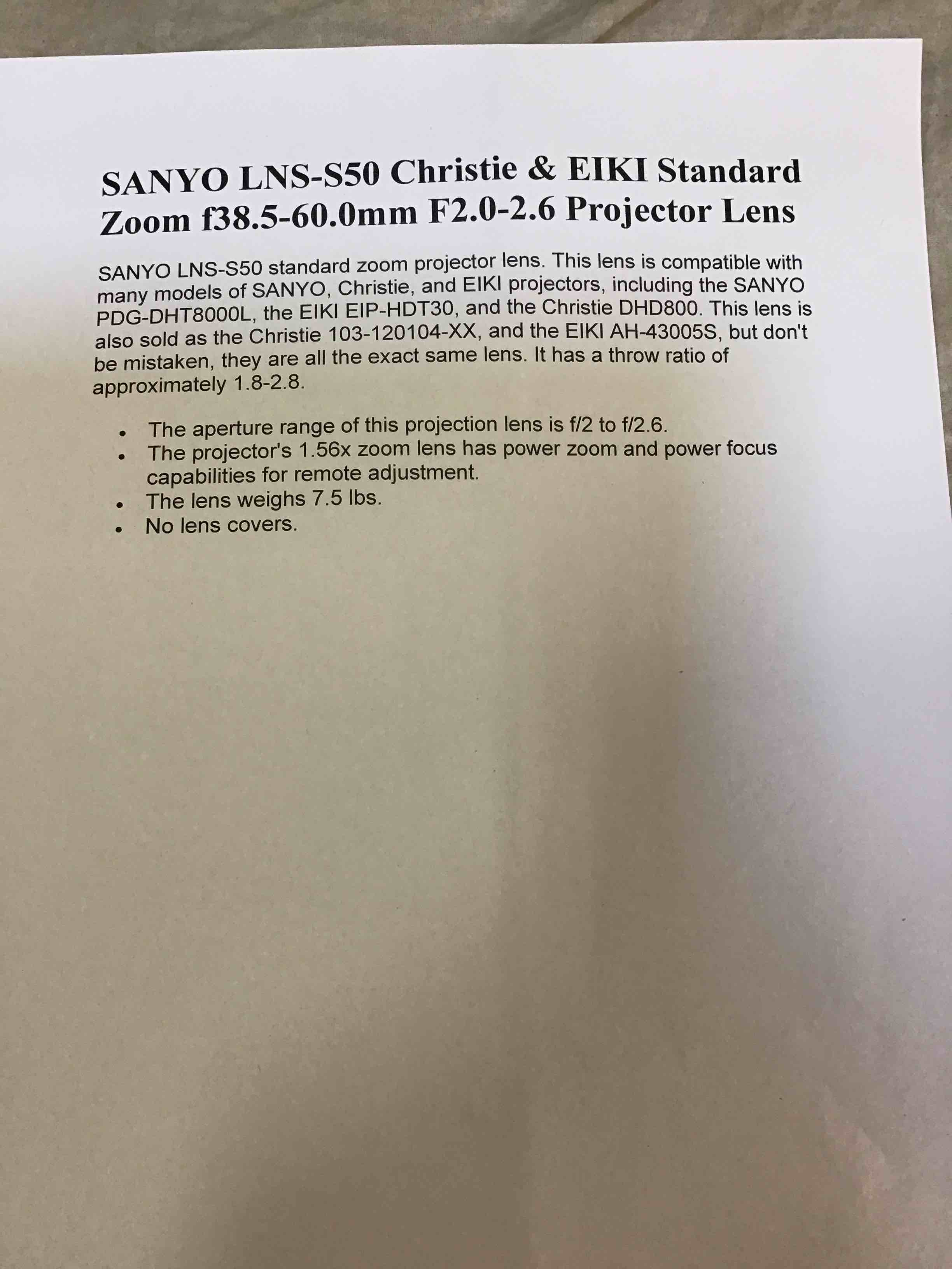 Sanyo LNS-50 CAMERA LENS